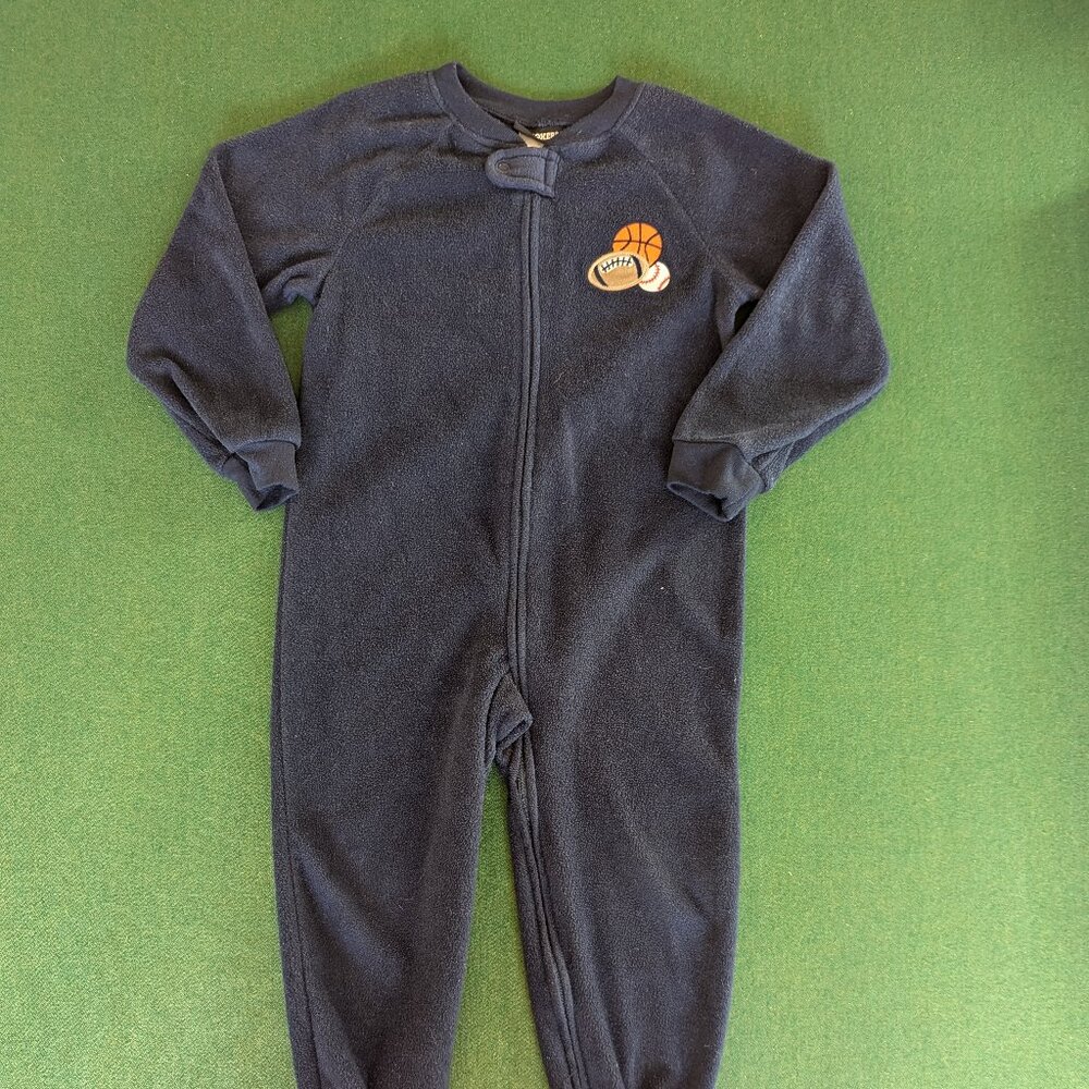 Joe Boxer Boy's Full-zip, Fleece, Footed Pajamas 4T 💙